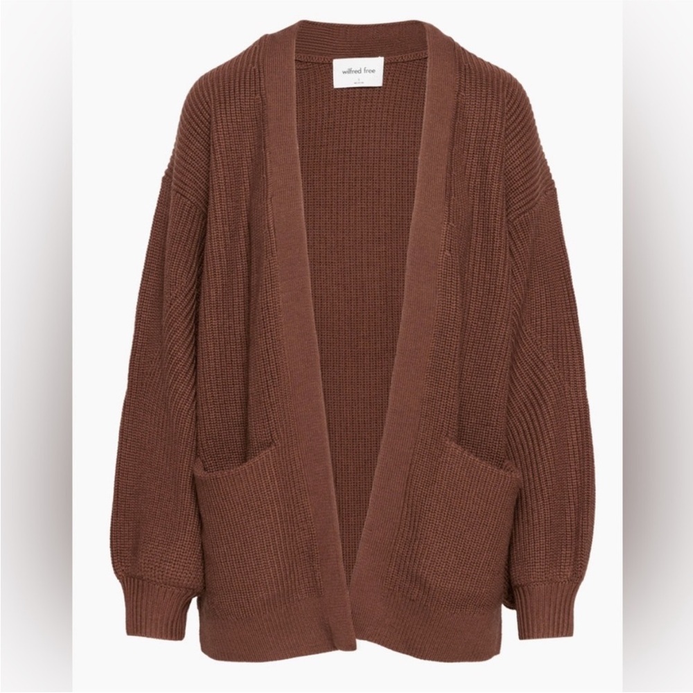 Wilfred Free Unwind Womens Rustical Brown Merino Wool Cardigan Sweater XS